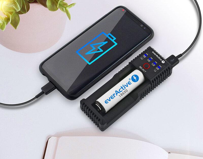 Зарядно устройство за LiIon/NiMh батерии 3,7v/1.2v универсално 1 гнездо USB Type C UC-100C EverActive thumbnail 3