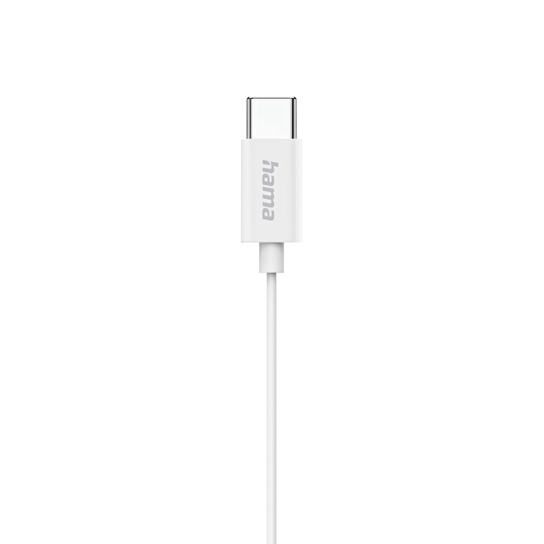 HAMA Слушалки "Classy" USB-C, накрайници, микрофон, защита от прегъване на кабел, бял thumbnail 3