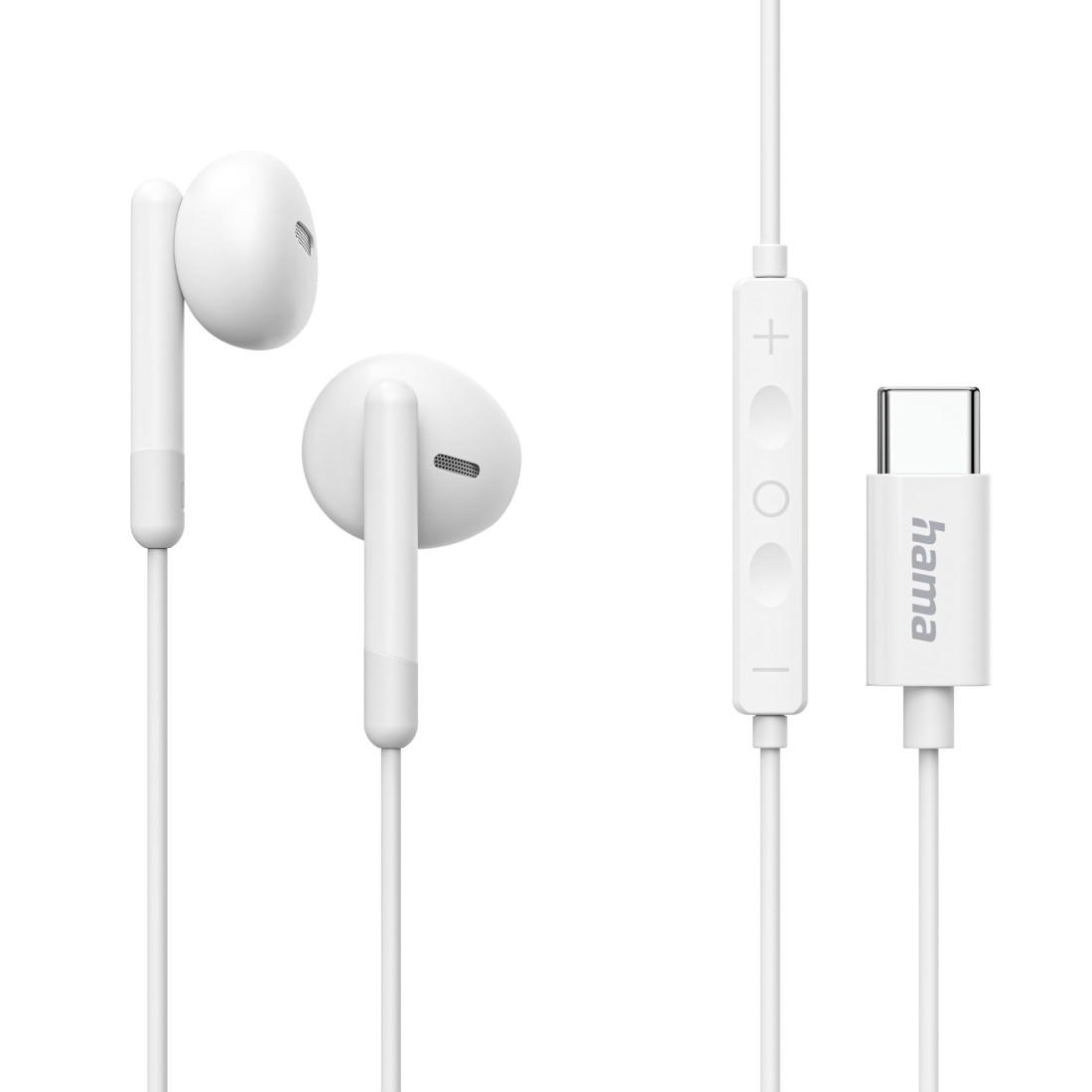 HAMA Слушалки "Classy" USB-C, накрайници, микрофон, защита от прегъване на кабел, бял thumbnail 5