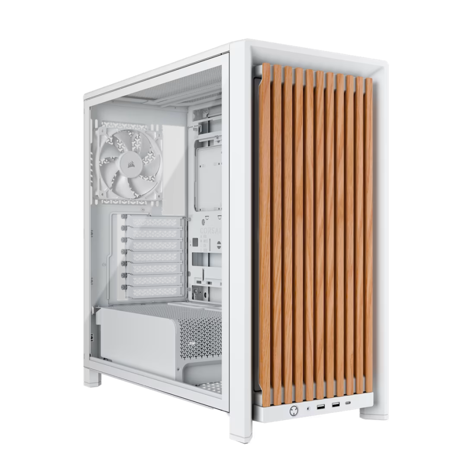 Кутия Corsair Frame 4000D Wood RS Mid-Tower - White/Oak