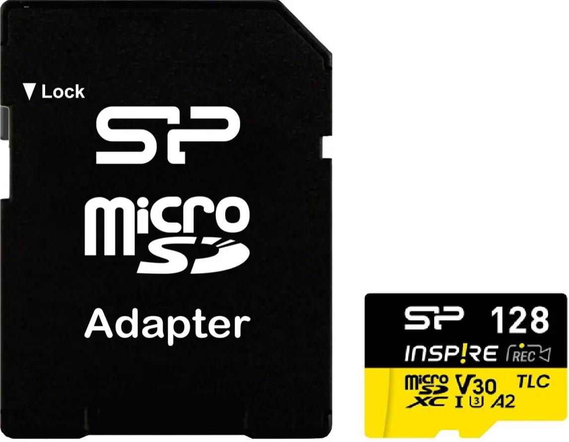 Карта памет Silicon Power microSDXC Inspire 128GB, Class 10, UHS-I U3, V30, A1, A2 с адаптер SD thumbnail 1