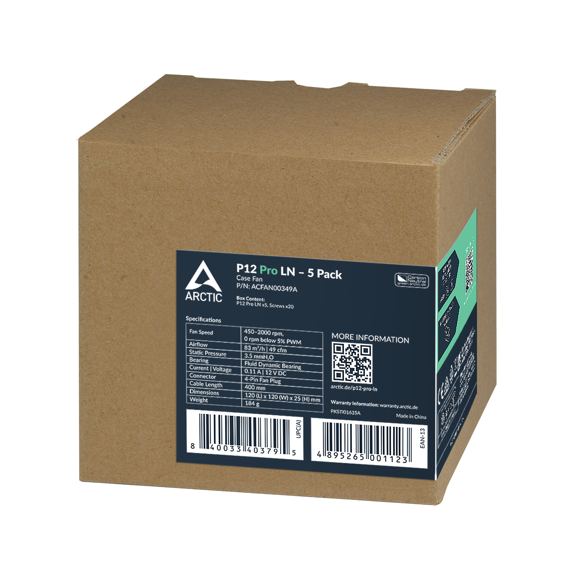 Комплект вентилатори ARCTIC P12 Pro LN 120mm PWM 5-Pack thumbnail 6