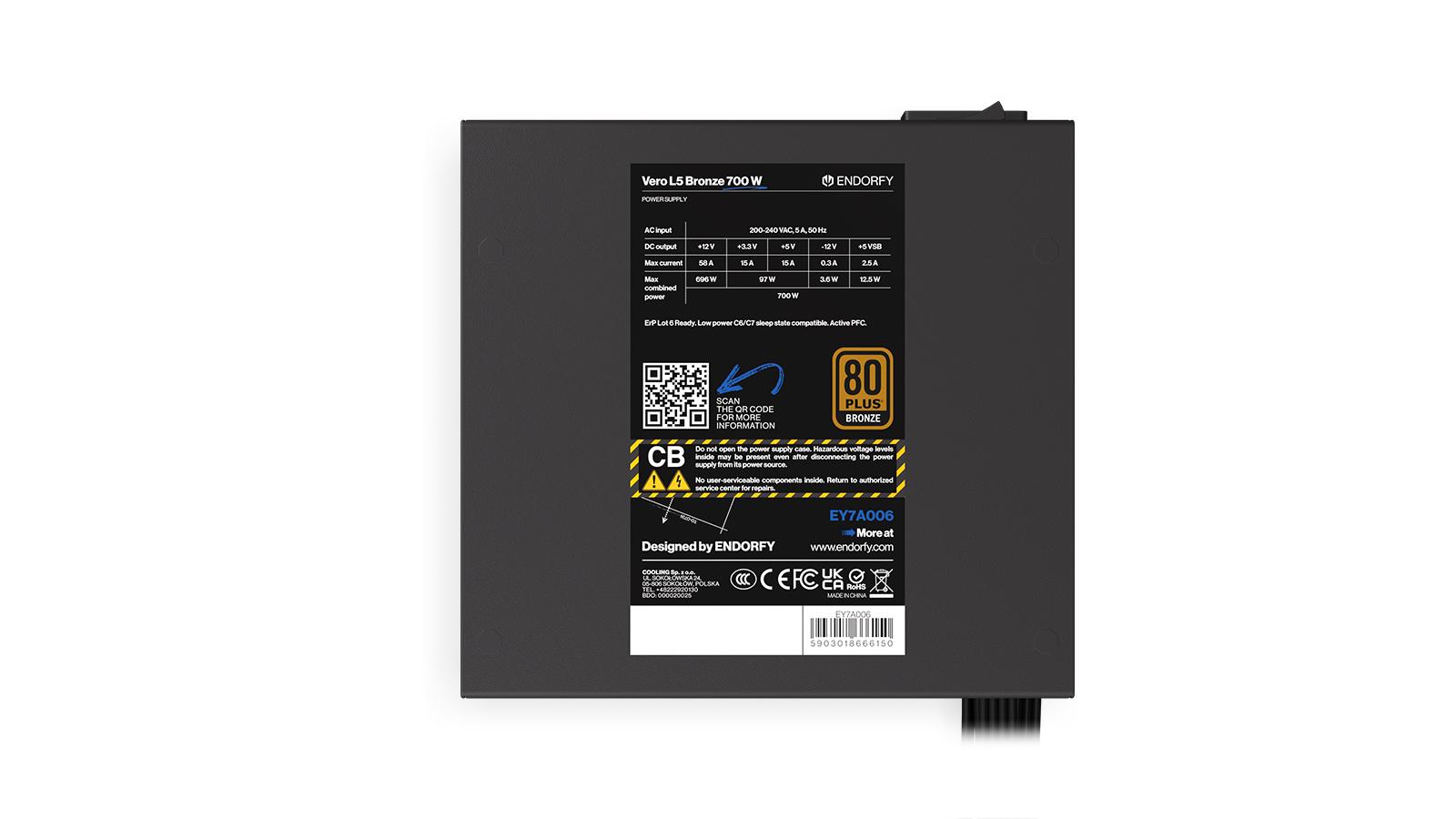 Захранващ блок Endorfy VERO L5 700W 80+ Bronze thumbnail 5