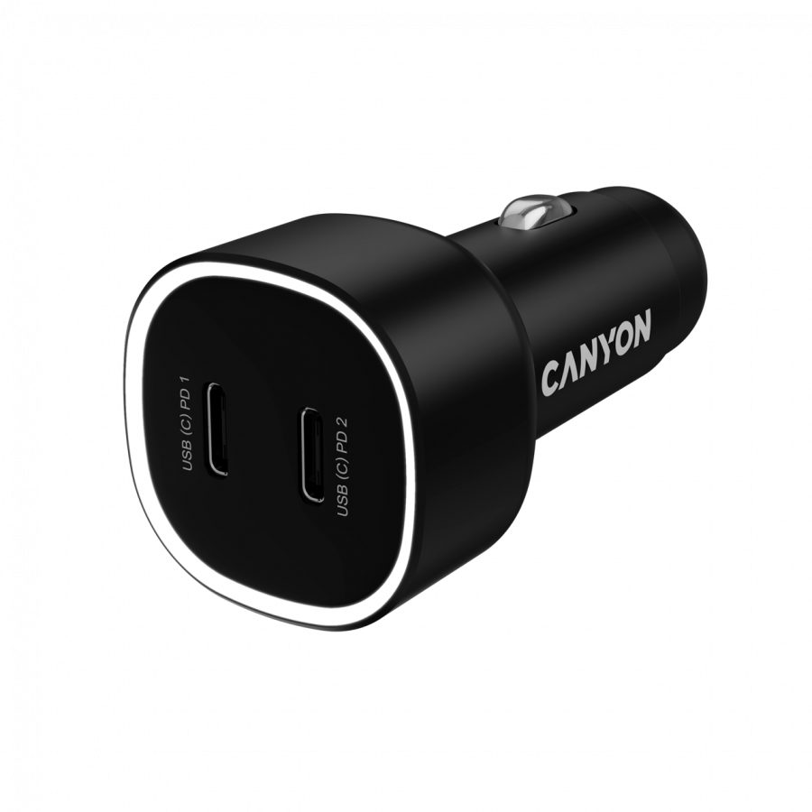 CANYON car charger OnDrive 60 PD 60W 2xUSB-C Black thumbnail 1