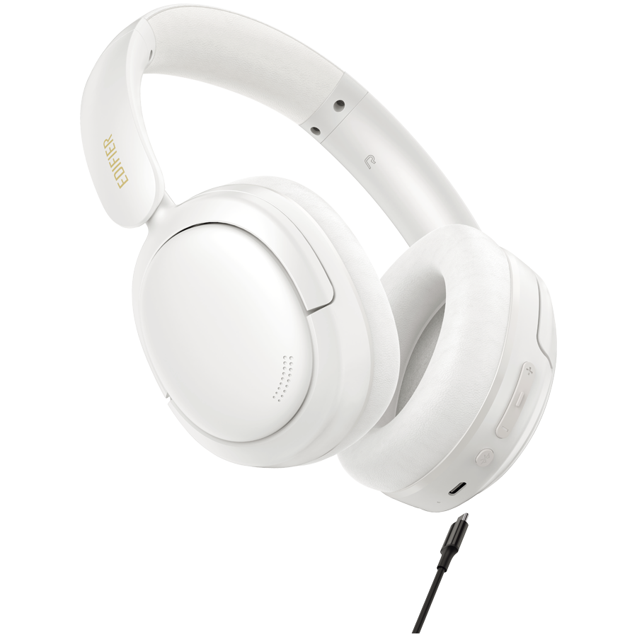 Edifier W800BT SE Wireless Over-Ear Headphones, 40mm Dynamic Titanium-Coated Drivers, BT V5.4, Multipoint Connection, AI Call Noise Reduction, Up To 45H Battery, USB-C, White thumbnail 2