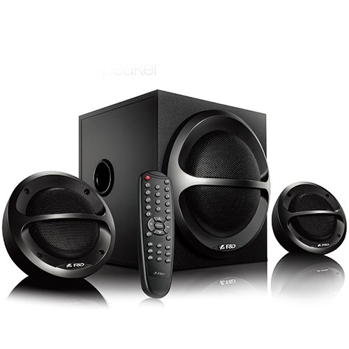 F&D A111X 2.1 Multimedia Speakers, 35W RMS (11Wx2+13W), 2x4'' Satellites + 4'' Subwoofer, BT 5.0/AUX/USB/FM/Remote Control/Wooden/Black thumbnail 1
