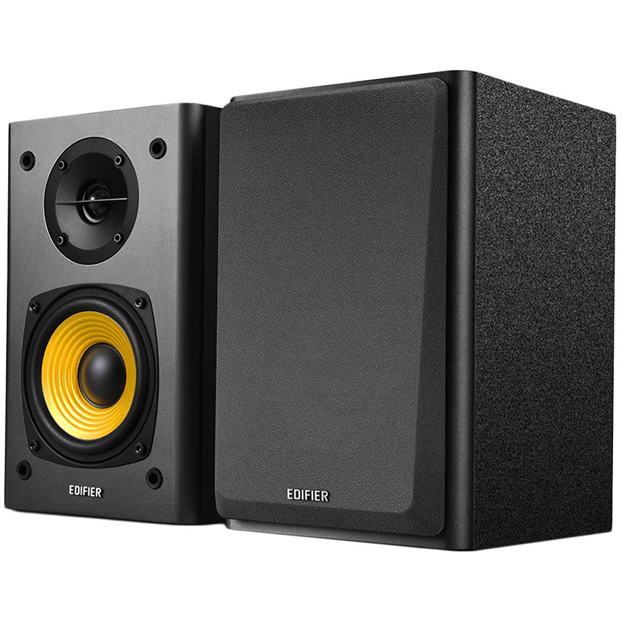 Edifier R1000T4 2.0 Bookshelf Speakers, RCA, 0.5-inch Tweeters, 4-inch Drivers, 24W (RMS), Control Buttons, Black thumbnail 1
