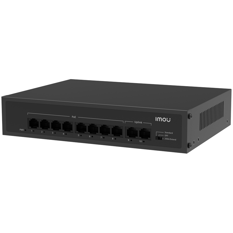 Imou 10-port 100M unmanaged PoE Switch, 8x PoE 10/100, 2x uplink 10/100, 65W total power, up to 250m PoE, 4KV lighting Protection, 802.3af/at, thumbnail 1