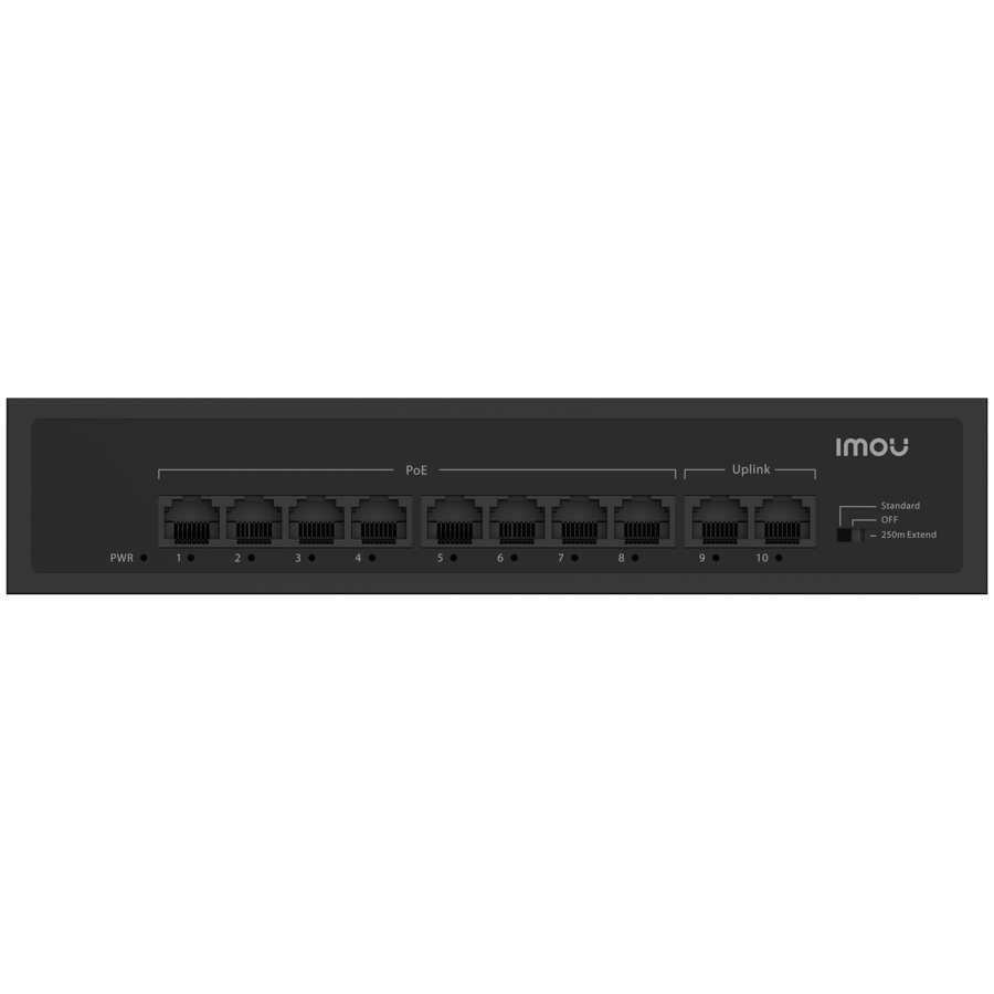 Imou 10-port 100M unmanaged PoE Switch, 8x PoE 10/100, 2x uplink 10/100, 65W total power, up to 250m PoE, 4KV lighting Protection, 802.3af/at, thumbnail 2