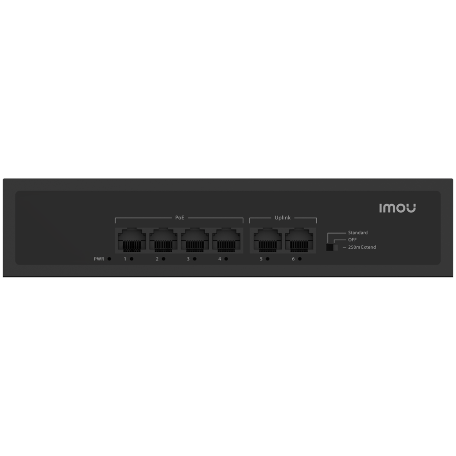 Imou 6-port 100M unmanaged PoE Switch, 4x PoE 10/100, 2x uplink 10/100, 45W total power, up to 250m PoE, 4KV lighting Protection, 802.3af/at, thumbnail 2