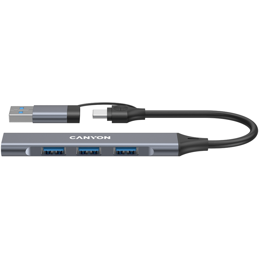 CANYON hub DS-02 4in1 USB-A/C Grey thumbnail 1