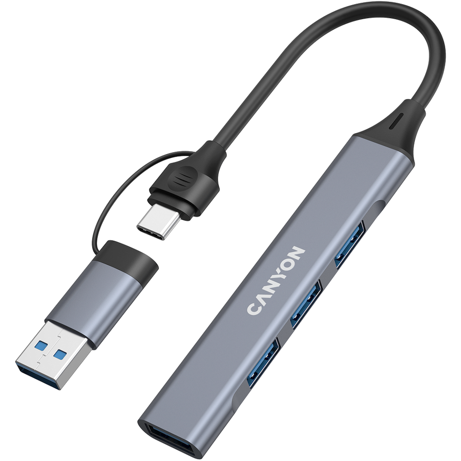 CANYON hub DS-02 4in1 USB-A/C Grey thumbnail 2