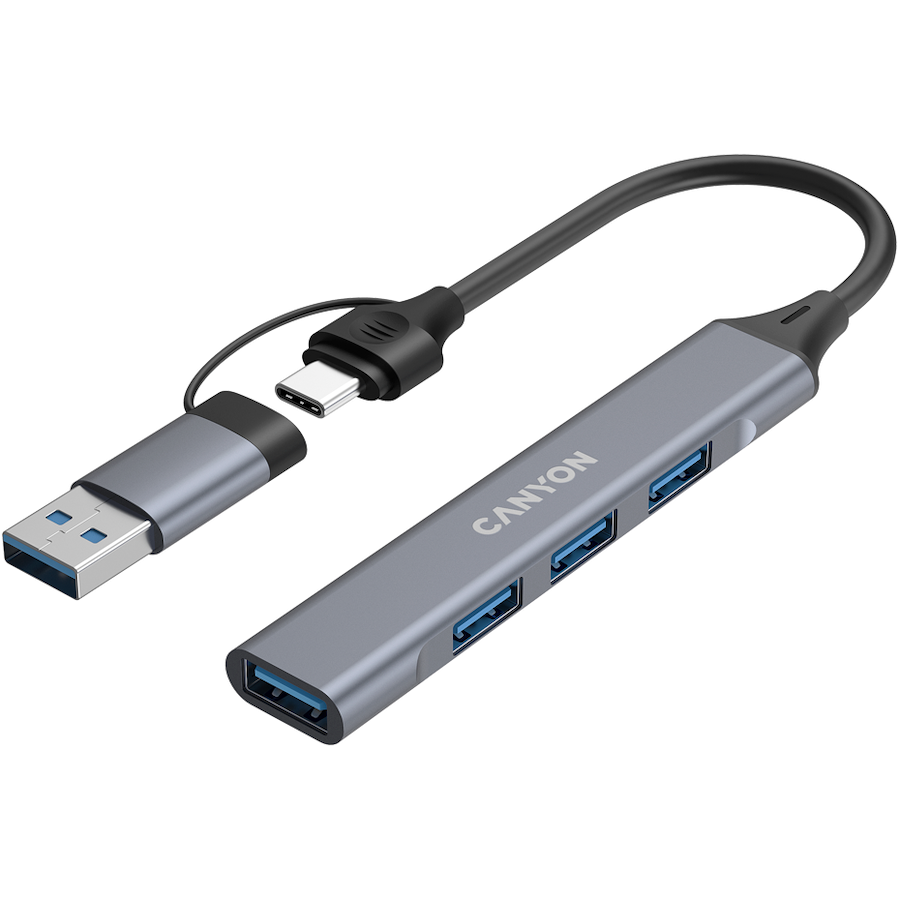 CANYON hub DS-02 4in1 USB-A/C Grey thumbnail 3
