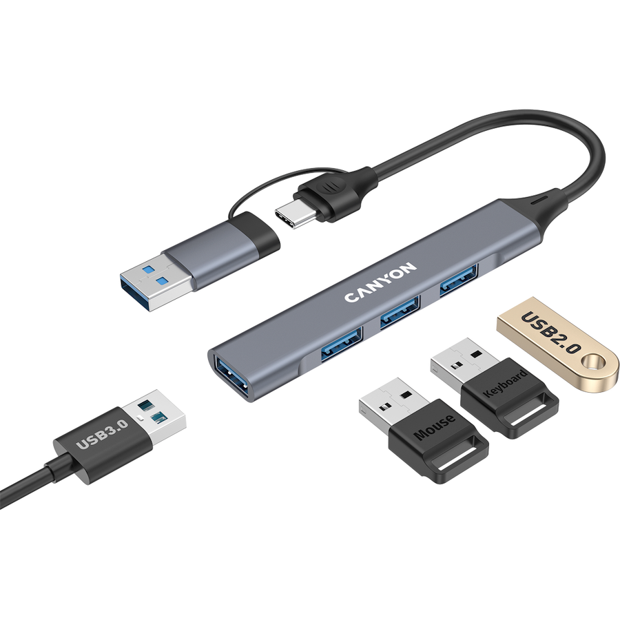 CANYON hub DS-02 4in1 USB-A/C Grey thumbnail 4