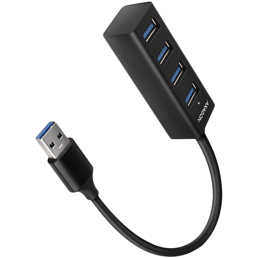 AXAGON HUE-M1AL 4x USB 3.2 Gen 1 MINI hub, metal, 1.2m USB-A cable thumbnail 1