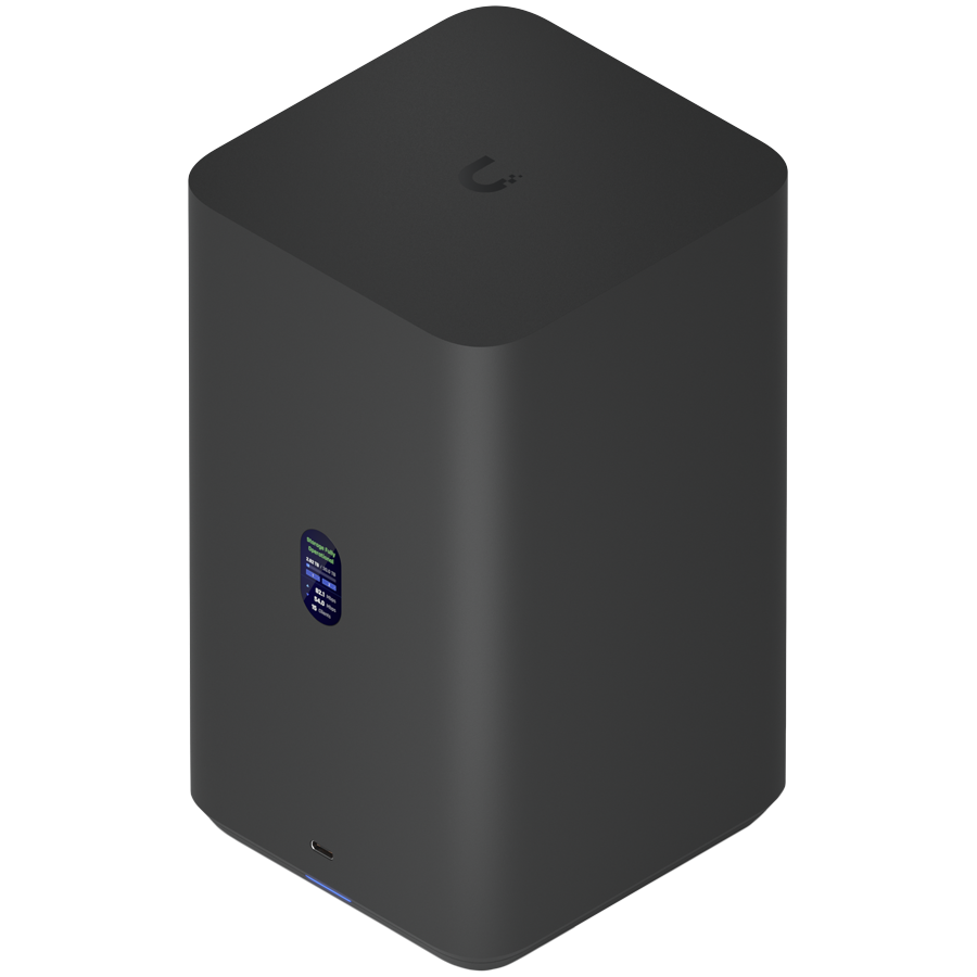 Ubiquiti UniFi UNAS-2-B-EU Network Attached Storage with (2) 3.5inch HDD bays, 2.5 GbE networking, USB-C connectivity, and an included PoE++ adapter, all in a compact footprint, black thumbnail 1