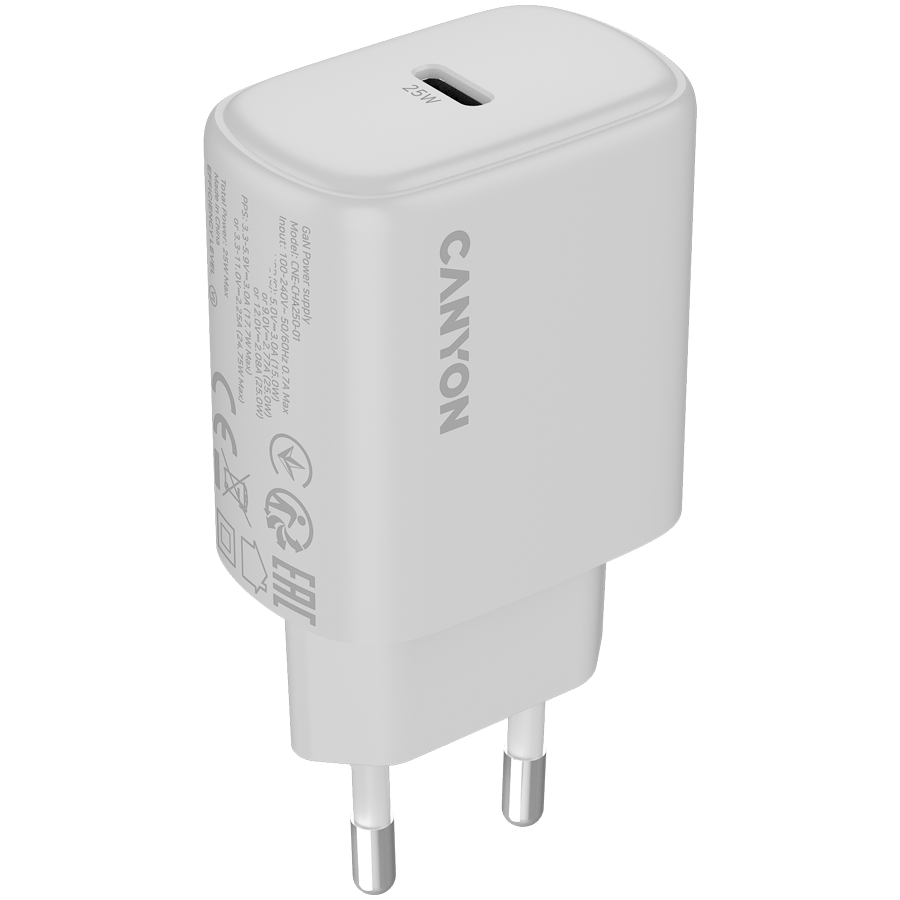 CANYON charger OnCharge 250 25W 1xPD EU White thumbnail 1