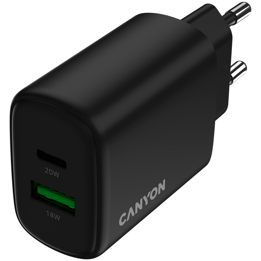 CANYON charger OnCharge 200 20W 1xPD 1xQC EU Black thumbnail 4