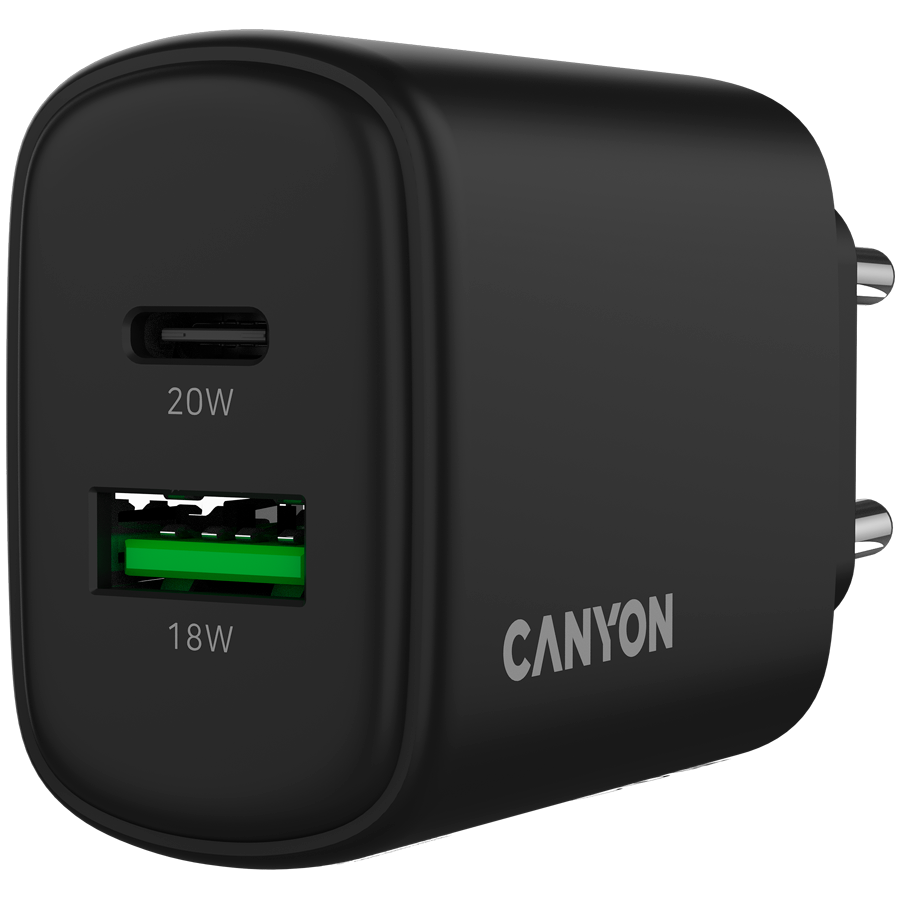 CANYON charger OnCharge 200 20W 1xPD 1xQC EU Black thumbnail 5