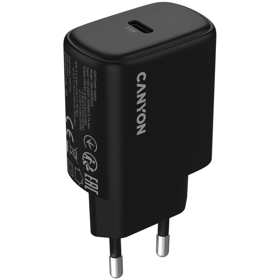 CANYON charger OnCharge 250 25W 1xPD EU Black thumbnail 1