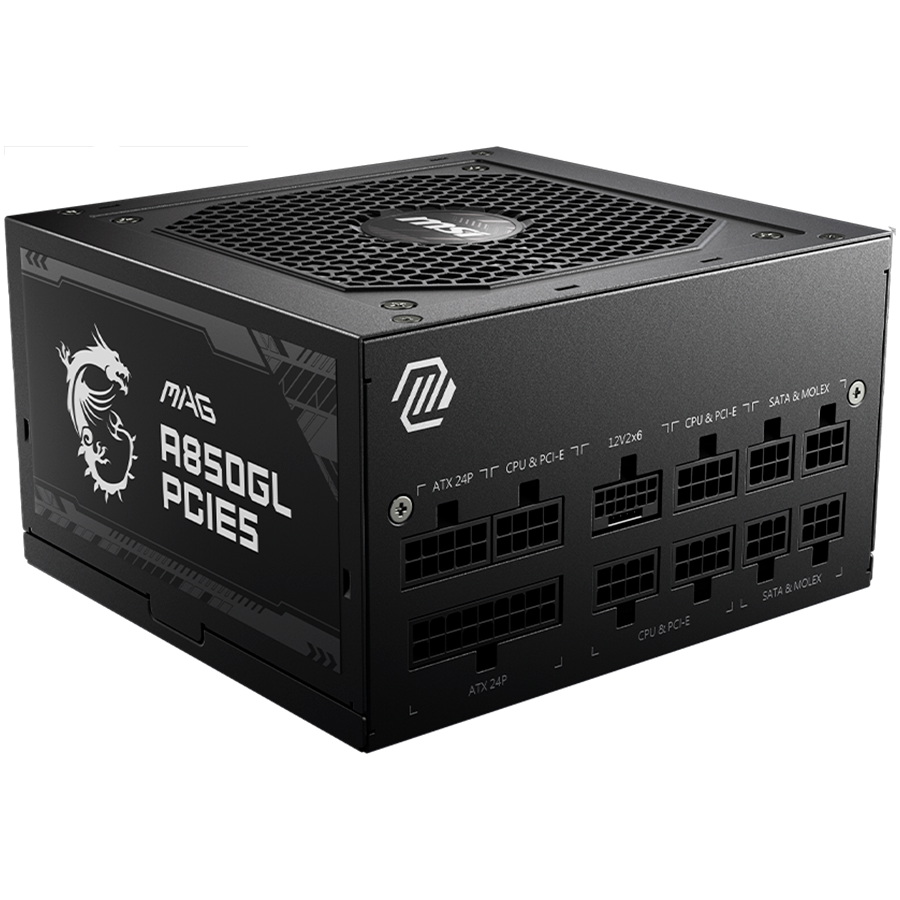 MSI MAG A850GL PCIE5, 850W, 80 Plus Gold, 120mm Fluid Dynamic Bearing Fan, Protections: OCP/OVP/OPP/OTP/SCP, Dimensions: 150mmx140mmx86mm, 7Y Warranty thumbnail 2