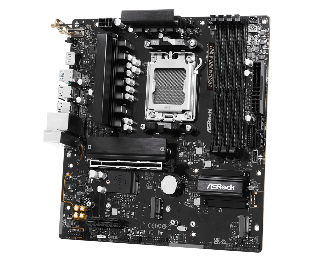 Дънна платка ASRock A620AM PRO-A WIFI, AM5 thumbnail 2