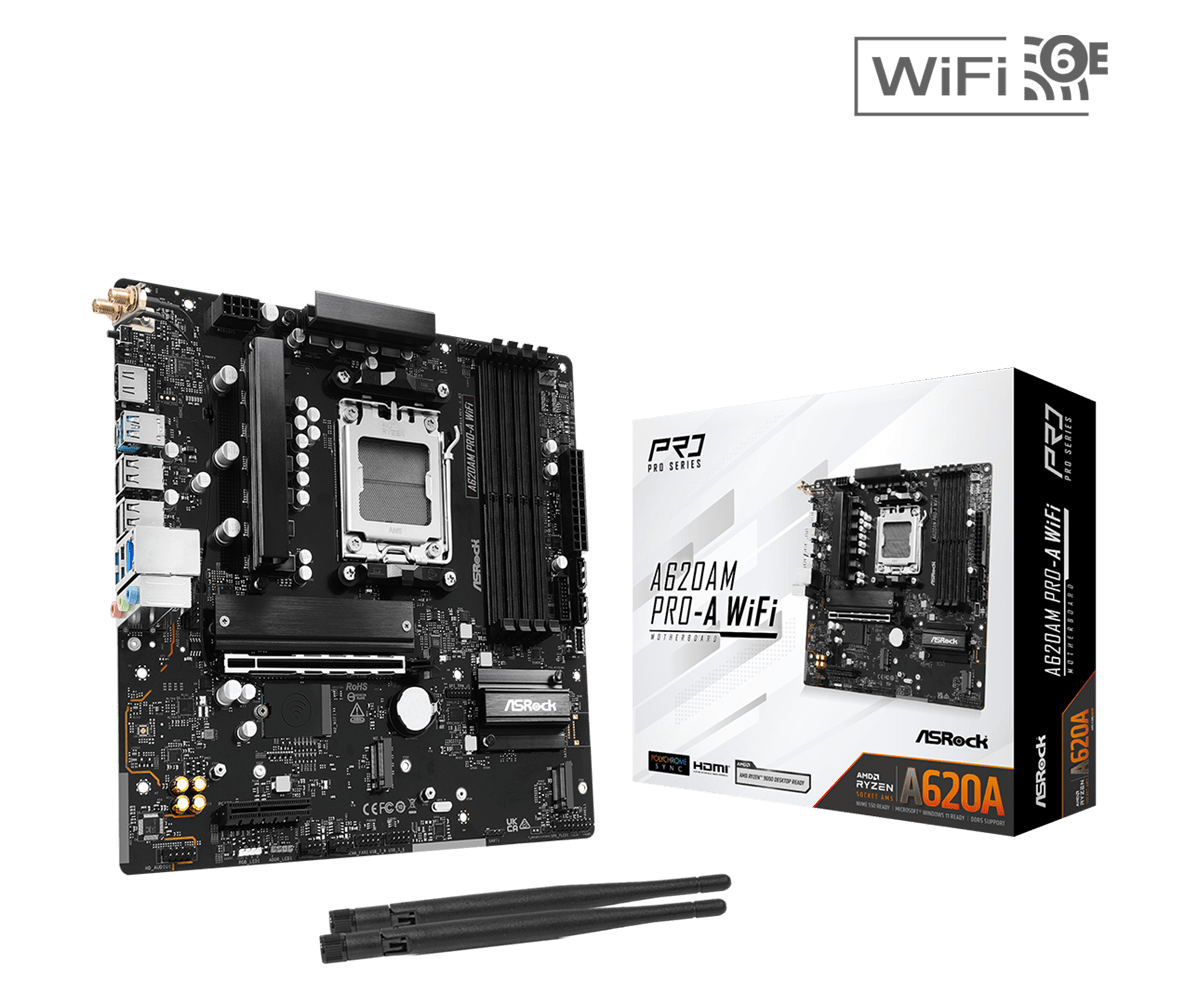 Дънна платка ASRock A620AM PRO-A WIFI, AM5 thumbnail 4