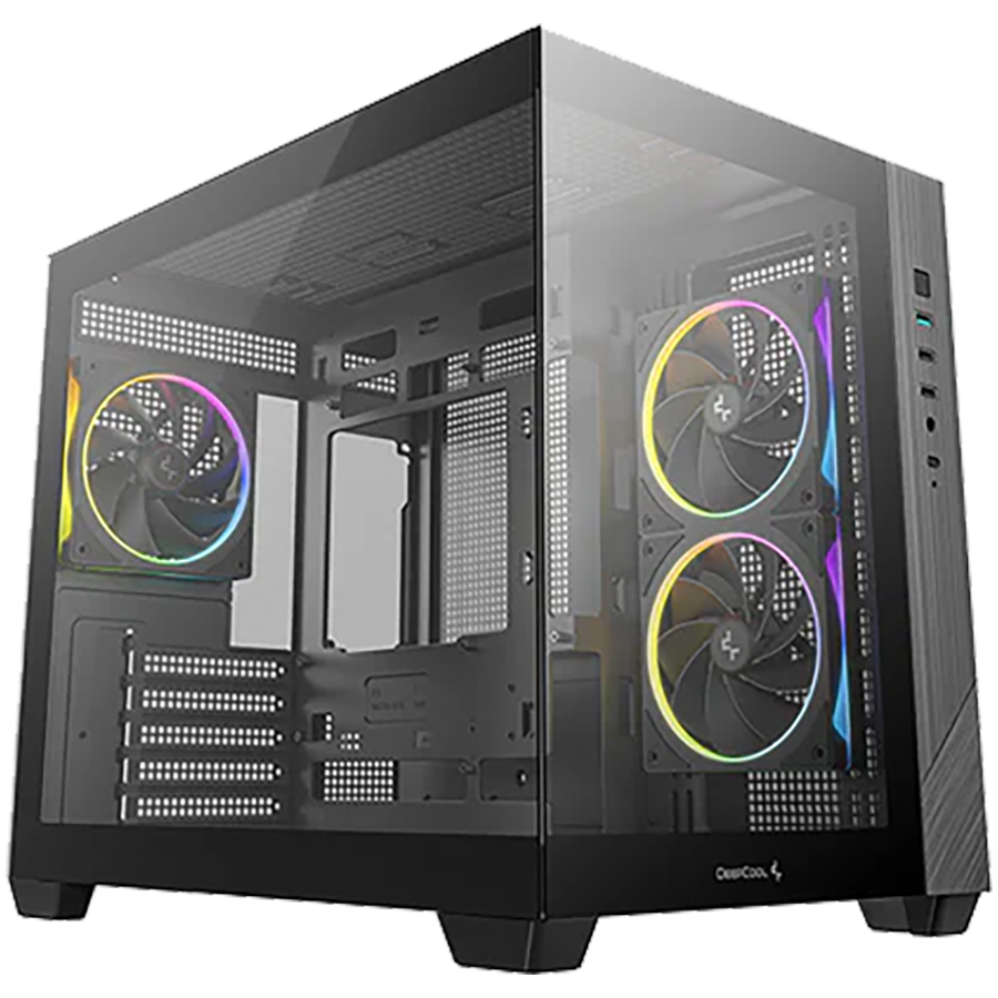 DeepCool CG330-3F, Mid Tower, Mini-ITX/Micro-ATX(Rear Connector), 1xUSB3.0, 2xUSB2.0, 1xAudio, 3x120mm Pre-Installed ARGB Fans, Tempered Glass, Mesh Panel, Black, R-CG330-BKNGM3-G thumbnail 1