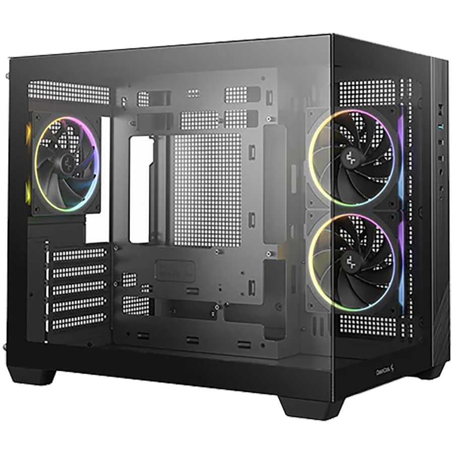 DeepCool CG330-3F, Mid Tower, Mini-ITX/Micro-ATX(Rear Connector), 1xUSB3.0, 2xUSB2.0, 1xAudio, 3x120mm Pre-Installed ARGB Fans, Tempered Glass, Mesh Panel, Black, R-CG330-BKNGM3-G thumbnail 2