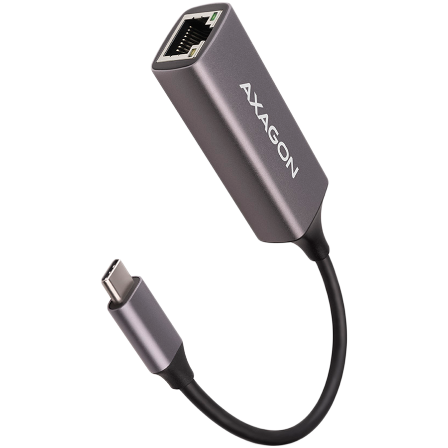 AXAGON ADE-TRC Type-C USB3.2 Gen 1 - Gigabit Ethernet 10/100/1000 Adapter, metal, titan grey thumbnail 1