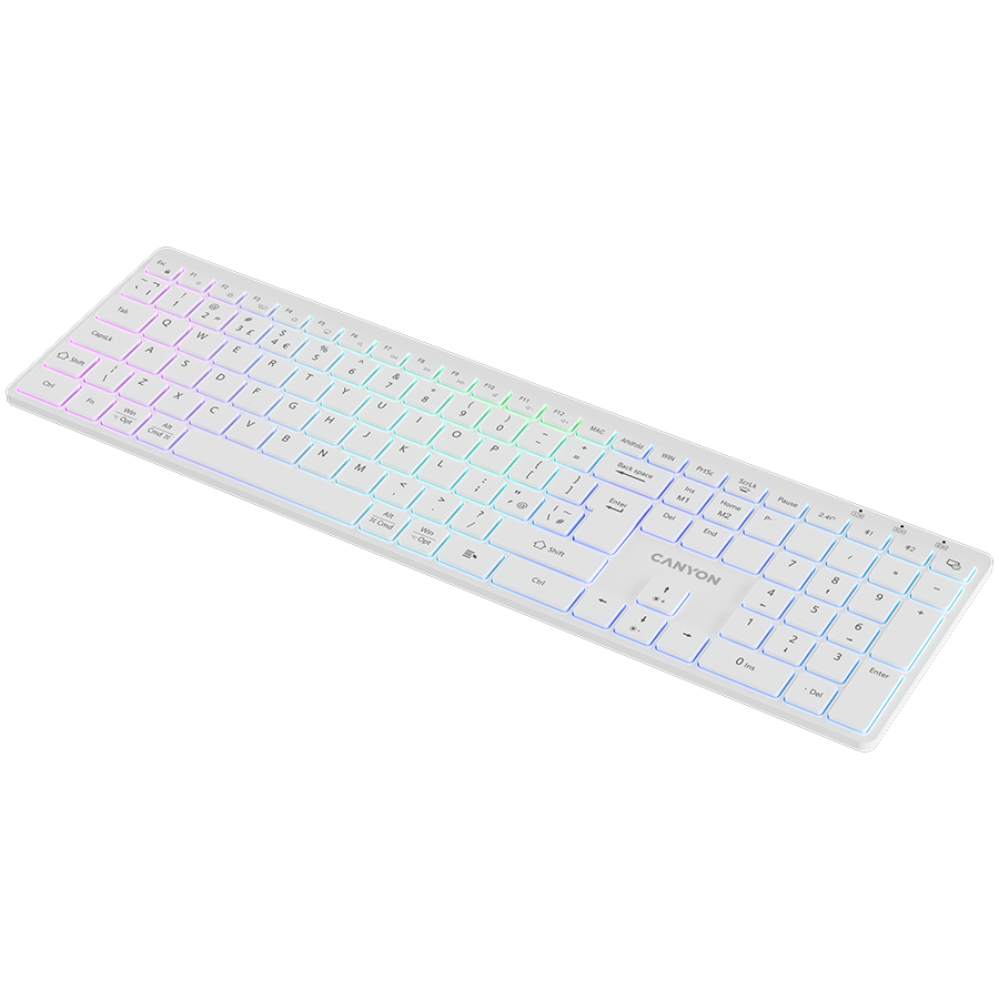 CANYON keyboard HKB-W11 UK/US RGB Dual Mode Wireless White thumbnail 4