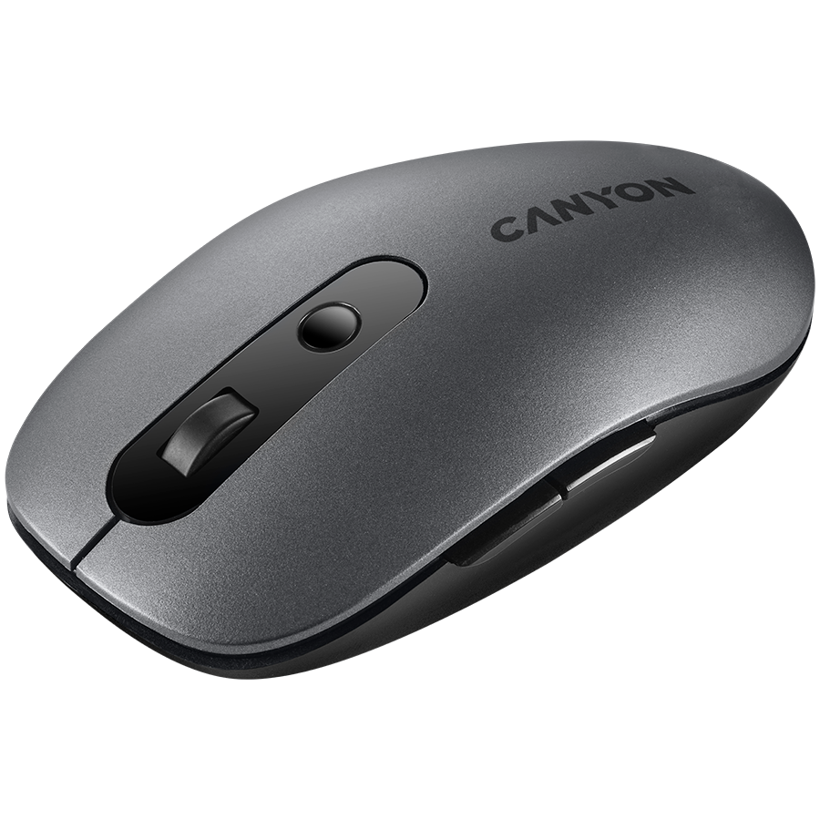 CANYON MW-9, 2 in 1 Wireless optical mouse with 6 buttons, DPI 800/1000/1200/1500, 2 mode(BT/ 2.4GHz), Battery AA*1pcs, Grey, 65.4*112.25*32.3mm, 0.092kg thumbnail 2