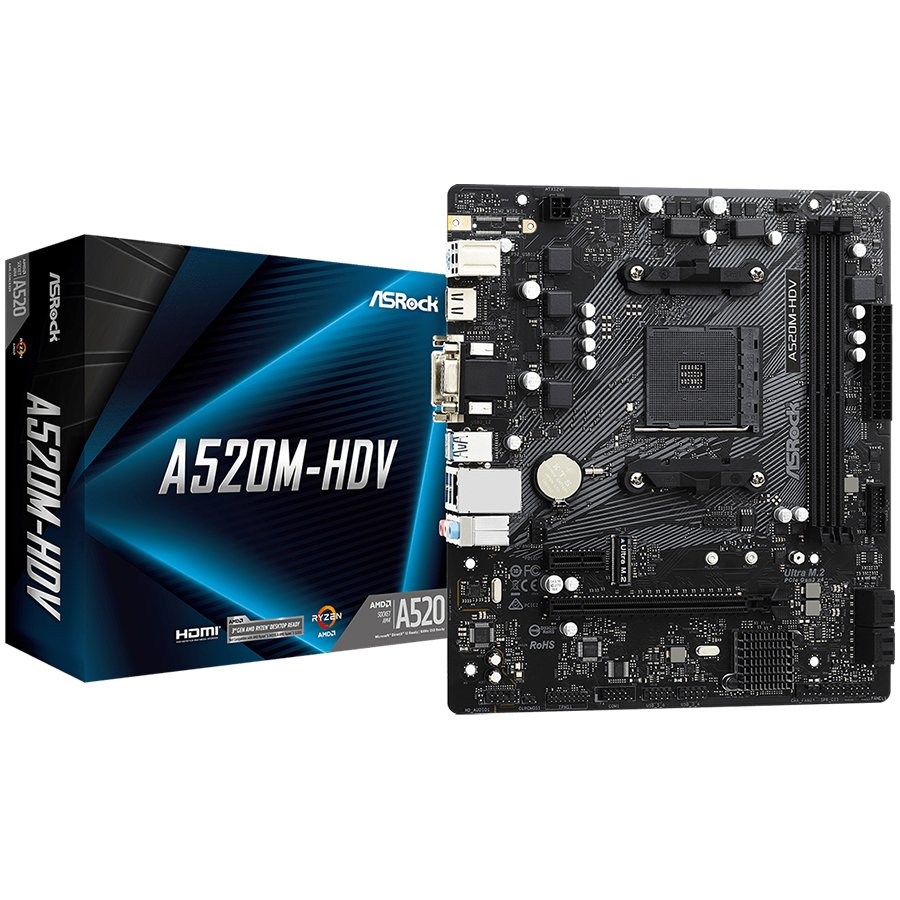 ASROCK A520-HDV mATX AM4 DDR4 thumbnail 1