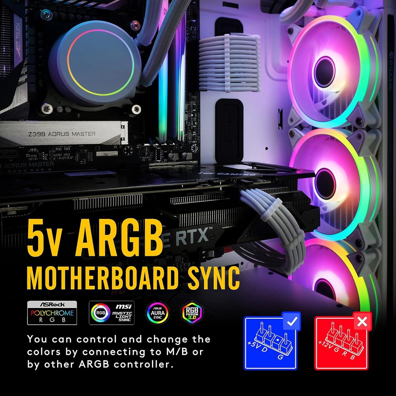 Комплект вентилатори EZDIY-FAB Moonlight White RGB PWM 120mm - 6 Pack thumbnail 1