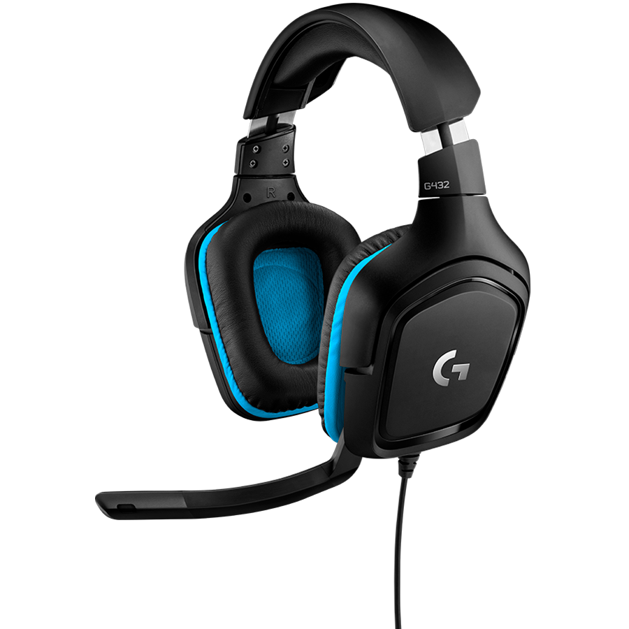 LOGITECH G432 Wired Gaming Headset 7.1 - LEATHERETTE - BLACK/BLUE - USB thumbnail 1