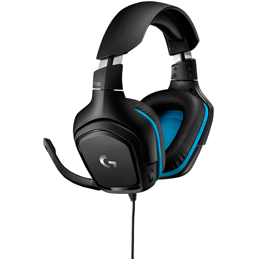 LOGITECH G432 Wired Gaming Headset 7.1 - LEATHERETTE - BLACK/BLUE - USB thumbnail 4