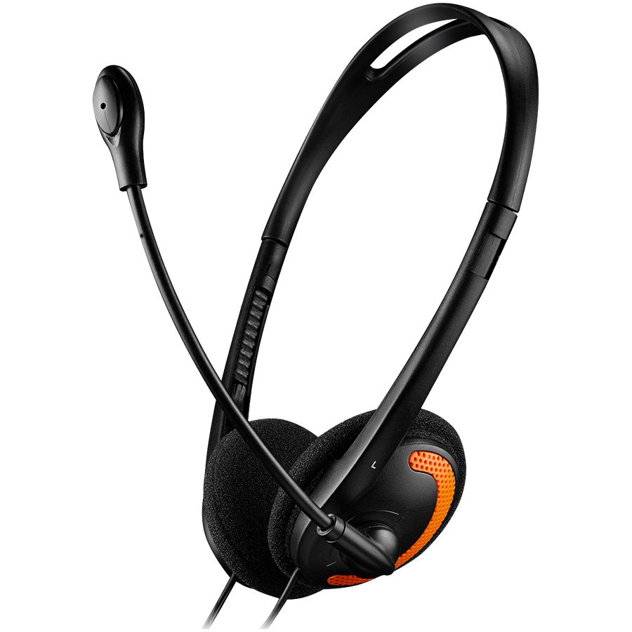 CANYON PC headset with microphone, volume control and adjustable headband, cable 1.8M, Black/Orange thumbnail 1