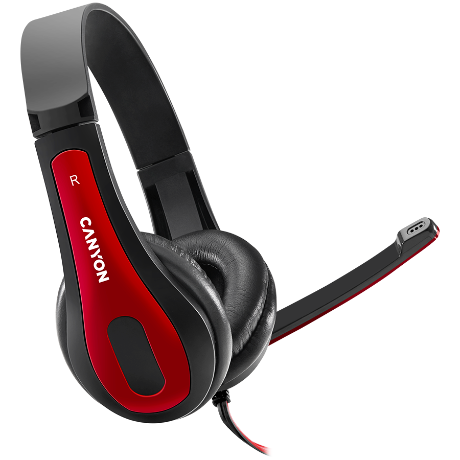CANYON PC headset HSC-1 PC Mic Flat 2m Black Red thumbnail 1
