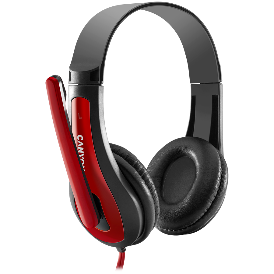 CANYON PC headset HSC-1 PC Mic Flat 2m Black Red thumbnail 3
