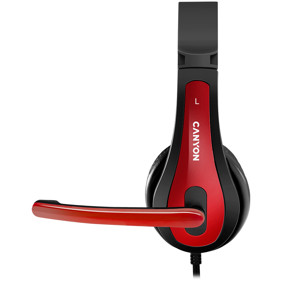 CANYON PC headset HSC-1 PC Mic Flat 2m Black Red thumbnail 4