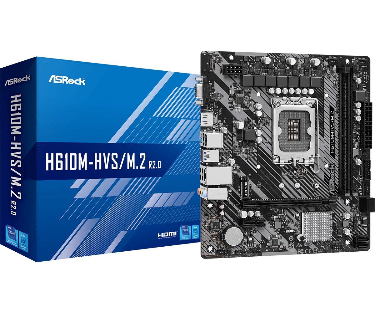Дънна платка ASRock H610M-HVS/M.2 R2.0, LGA1700, DDR4, mATX thumbnail 3