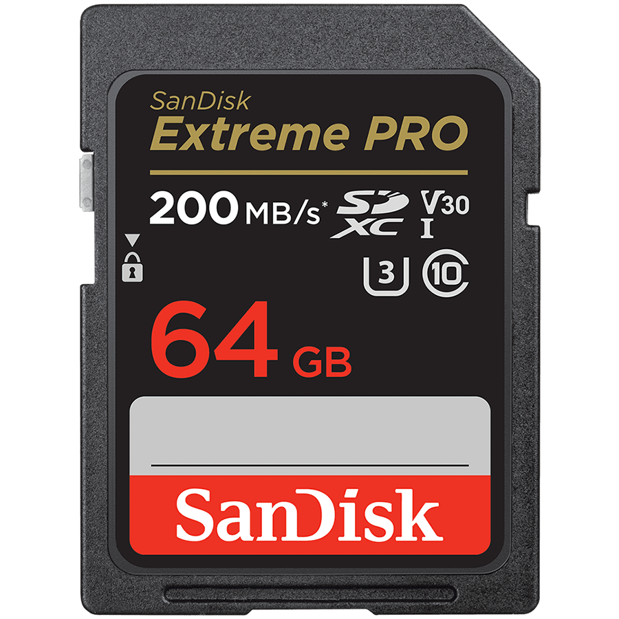 SANDISK Extreme PRO 64GB SDXC Memory Card + 2 years RescuePRO Deluxe up to 200MB/s & 90MB/s Read/Write speeds, UHS-I, Class 10, U3, V30 thumbnail 1