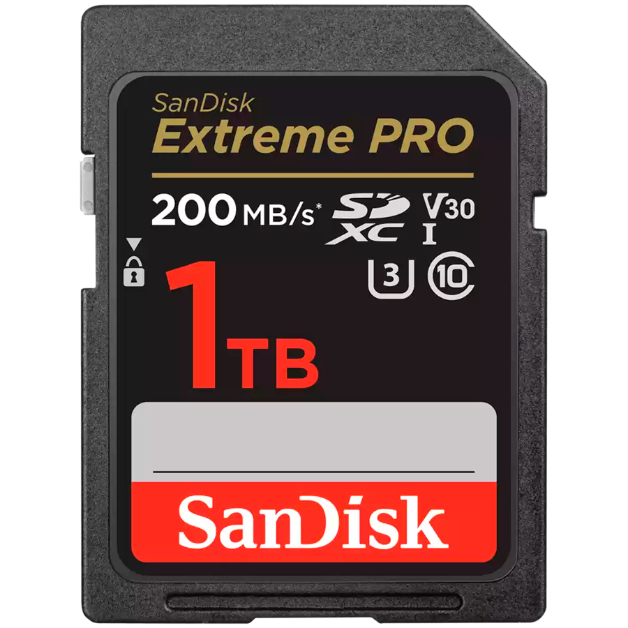 SANDISK Extreme PRO 1TB SDXC Memory Card + 2 years RescuePRO Deluxe up to 200MB/s & 140MB/s Read/Write speeds, UHS-I, Class 10, U3, V30 thumbnail 1