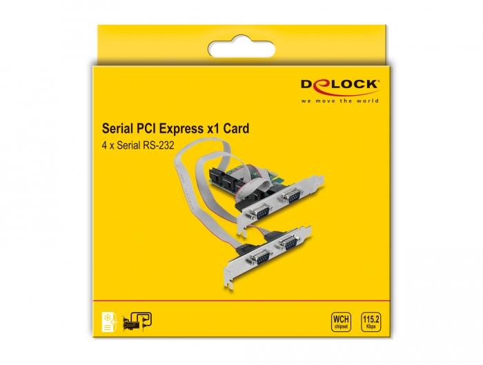 Карта за разширение на слотове Delock, PCI Express Card към 4 x Serial RS-232 thumbnail 3