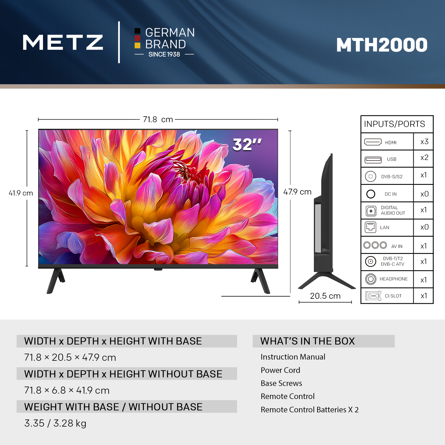 METZ Телевизор 32" DLED HD Ready 1366x768, 2x8W thumbnail 6