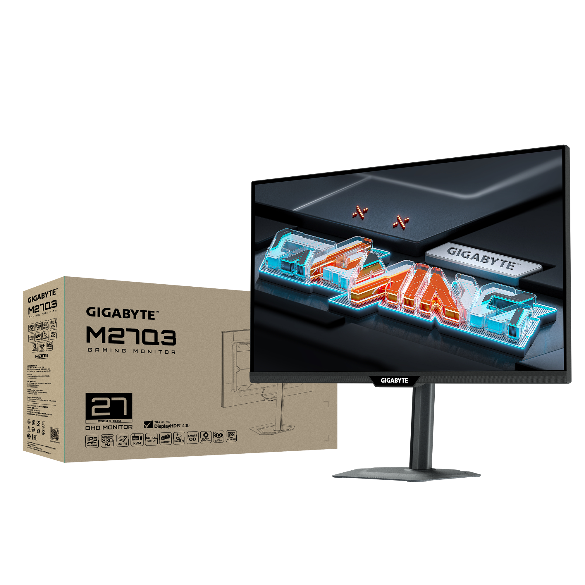 Геймърски монитор GIGABYTE M27Q3 - 27" SS IPS, QHD(2560 x 1440), 320Hz, 1ms, G-Sync Compatible thumbnail 6