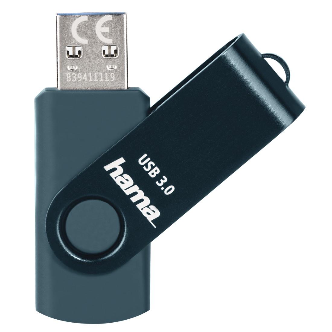 USB памет HAMA Rotate, 64GB, USB 3.0 70 MB/s, Петролно синьо thumbnail 2