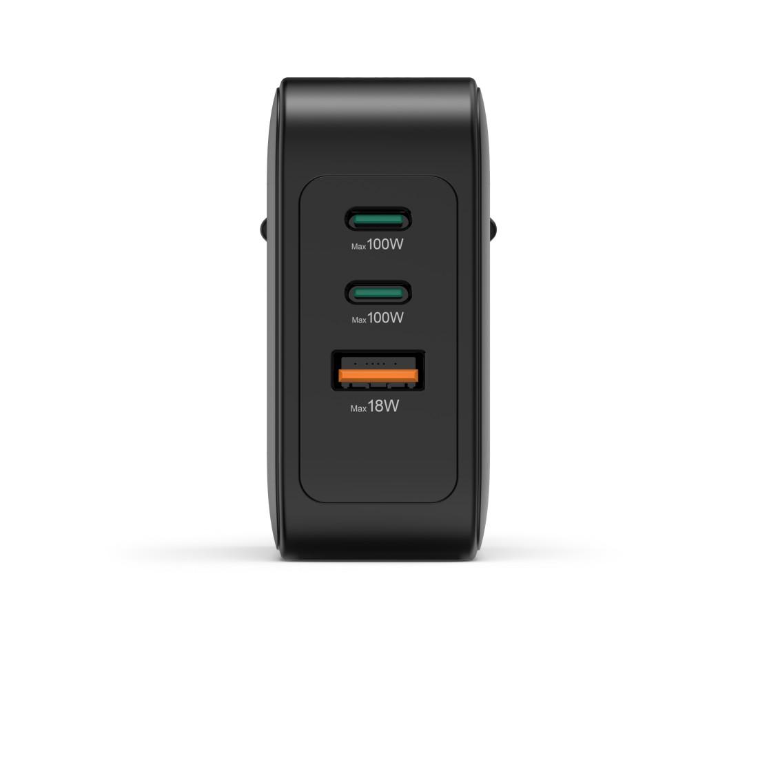 HAMA Бързо зарядно GaN, 2x USB-C, 1x USB-A, PD, 100 W, черно thumbnail 5