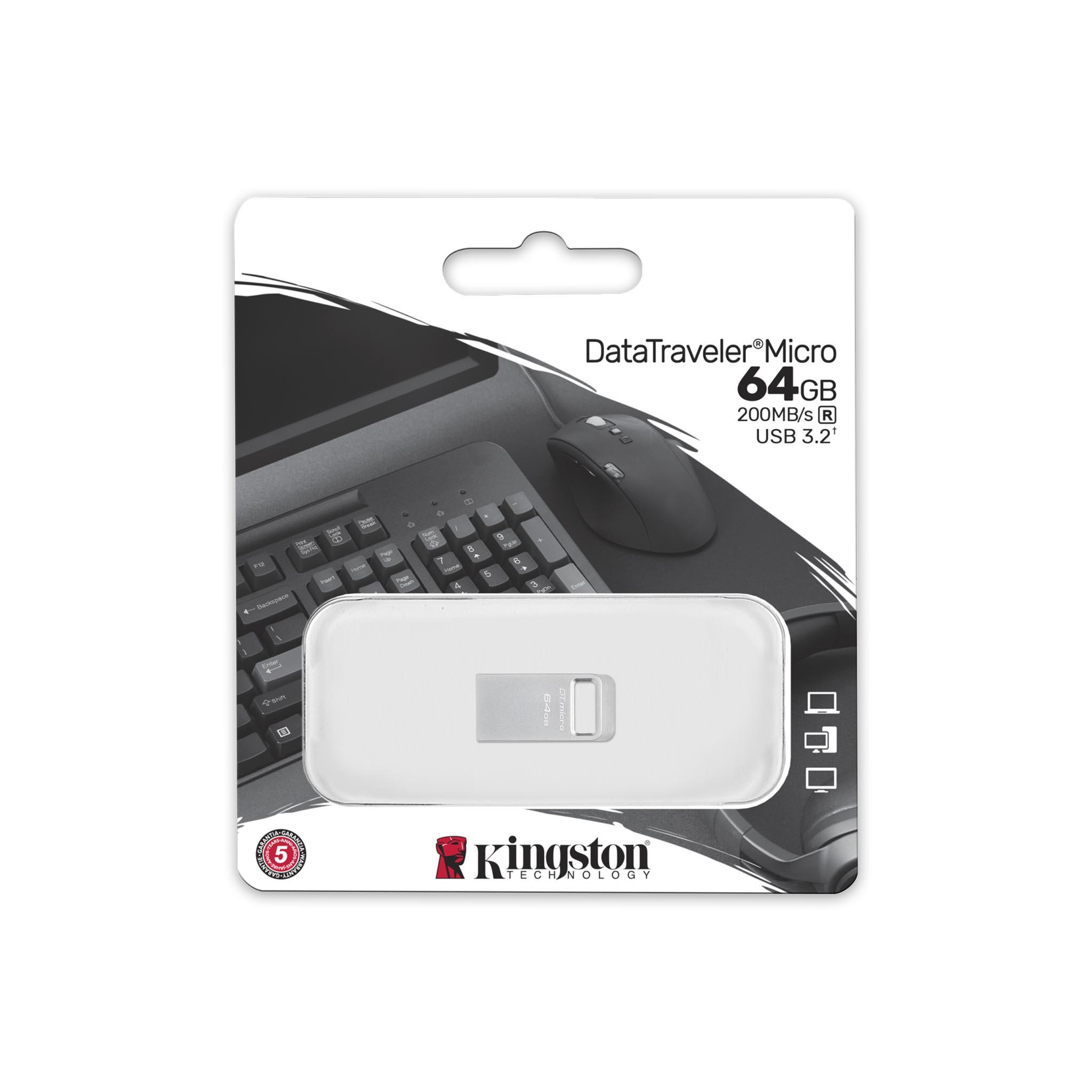 USB памет KINGSTON DataTraveler Micro, 64GB,USB-A 3.2 Gen 1, Сребрист thumbnail 2