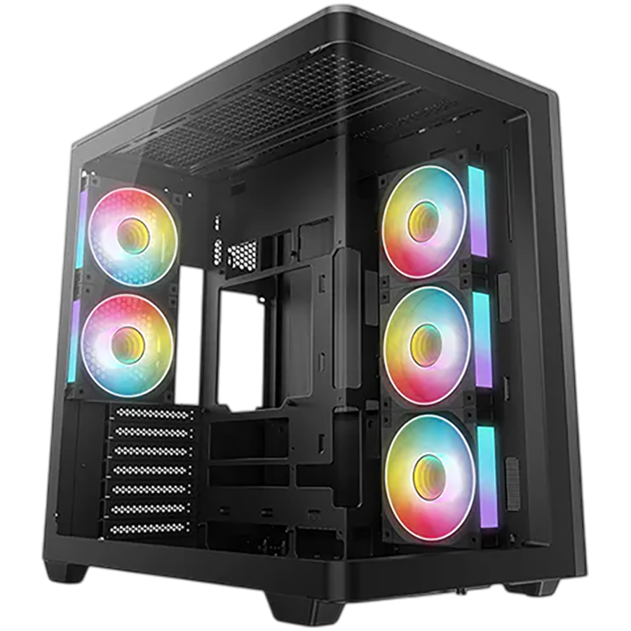 DeepCool CG590U 5F, Mid Tower, Mini-ITX/Micro-ATX/ATX, Rear Connector support, 2xUSB3.0, 1xType-C Gen 2, 1xAudio, 3x120mm ARGB Reverse Fan, 2x120mm ARGB Fans, Tempered Curved Glass, Mesh Panel, Black, 2Y, R-CG590U-BKAGA5-G thumbnail 1